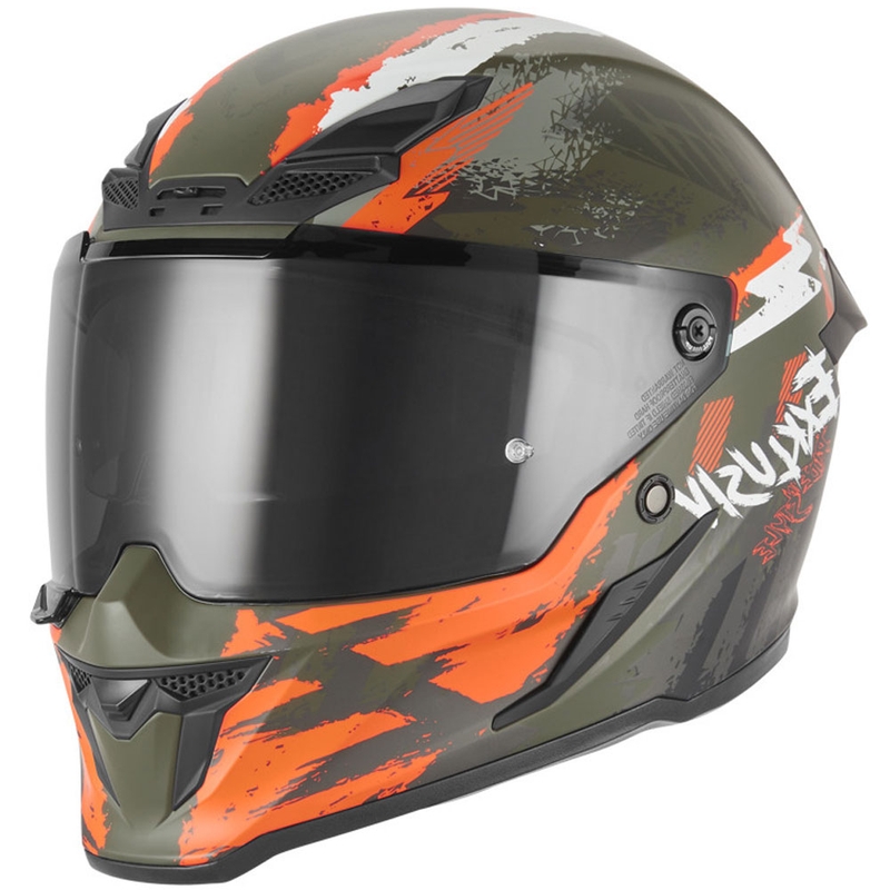 Kask motocyklowy integralny NOX Exklusiv Goliath Cut'D matowy khaki-pomarańczowy
