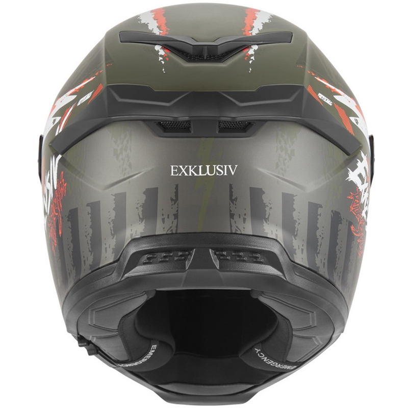 Kask motocyklowy integralny NOX Exklusiv Goliath Cut'D matowy khaki-pomarańczowy