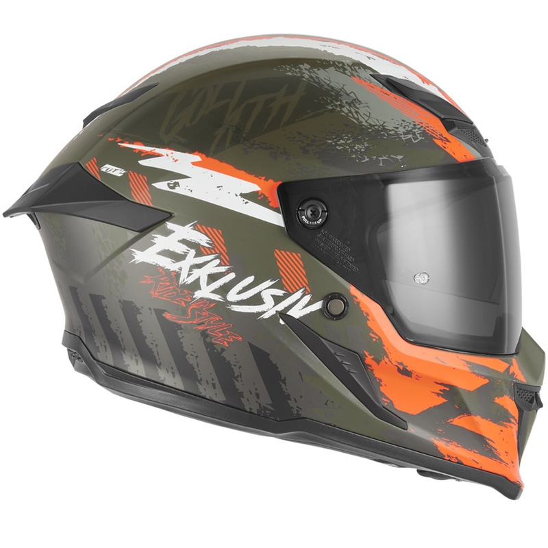 Kask motocyklowy integralny NOX Exklusiv Goliath Cut'D matowy khaki-pomarańczowy