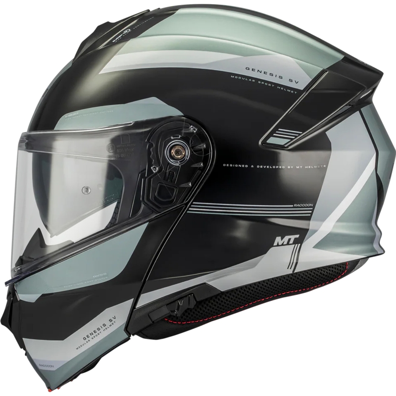 Kask motocyklowy typu flip-up MT Genesis SV Raccoon B12 czarno-szary