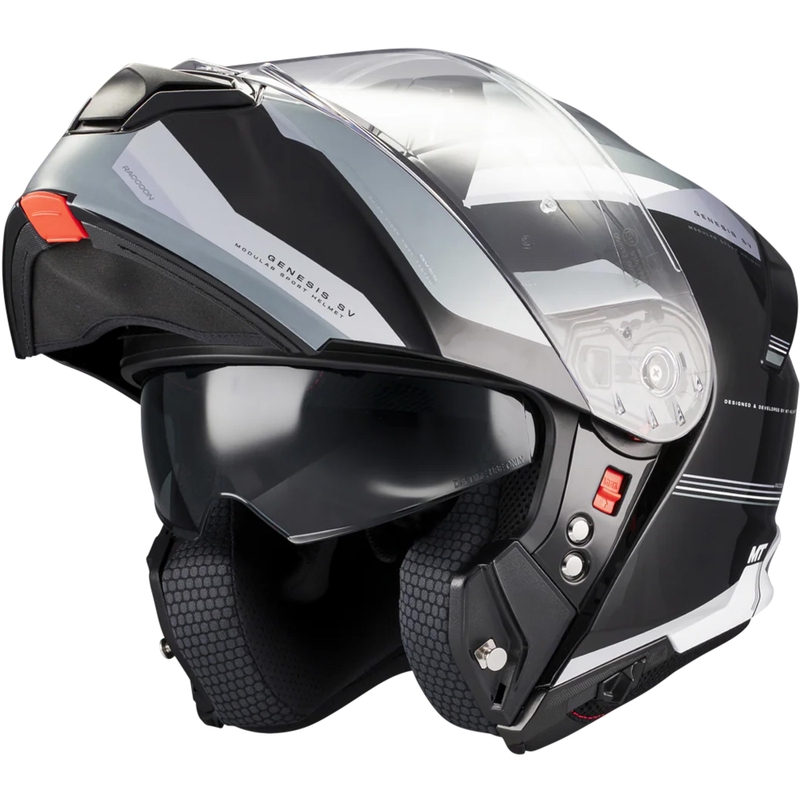 Kask motocyklowy typu flip-up MT Genesis SV Raccoon B12 czarno-szary