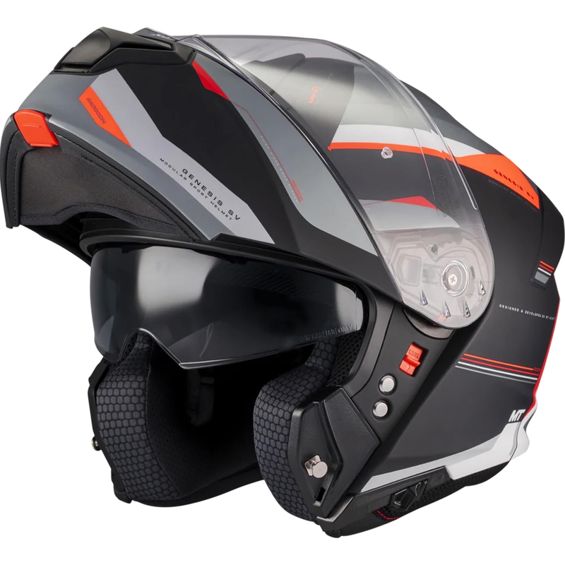 Kask motocyklowy typu flip-up MT Genesis SV Raccoon B5 czarno-czerwony