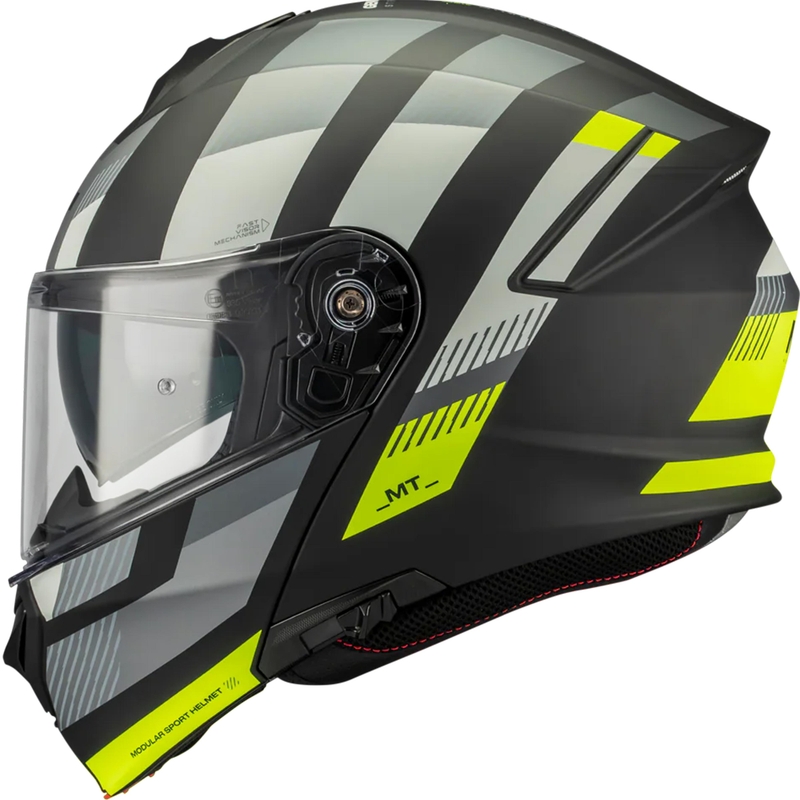 Kask motocyklowy typu flip-up MT Genesis SV Stroke B13 matowy czarno-szary-fluo żółty