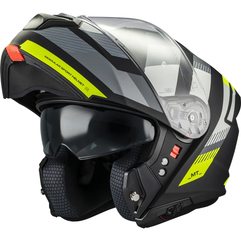 Kask motocyklowy typu flip-up MT Genesis SV Stroke B13 matowy czarno-szary-fluo żółty