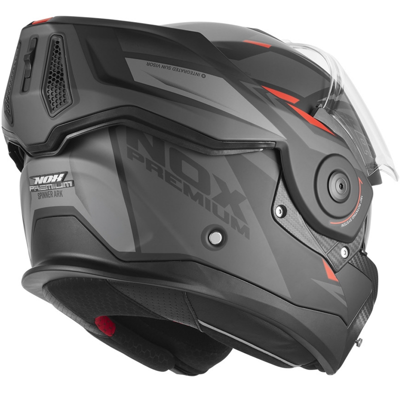 Kask motocyklowy z klapką NOX PREMIUM Spinner Ark matowy czarno-czerwony