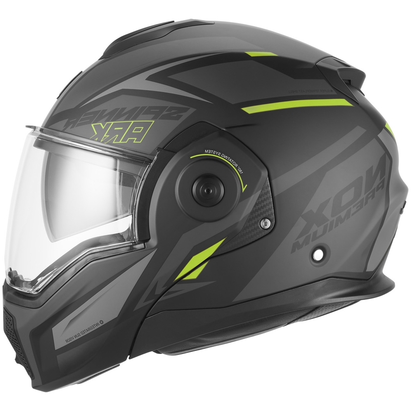 Kask motocyklowy typu flip-up NOX PREMIUM Spinner Ark matowo-czarno-fluo-żółty