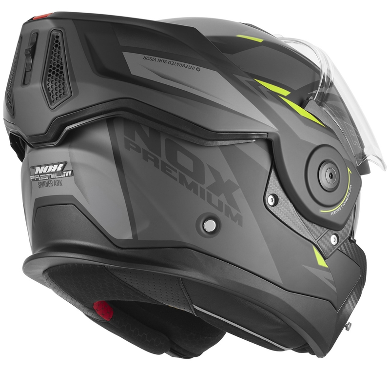 Kask motocyklowy typu flip-up NOX PREMIUM Spinner Ark matowo-czarno-fluo-żółty