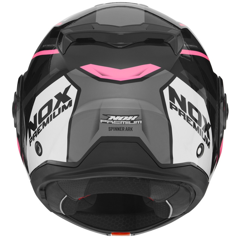 Kask motocyklowy z klapką NOX PREMIUM Spinner czarno-biało-różowy