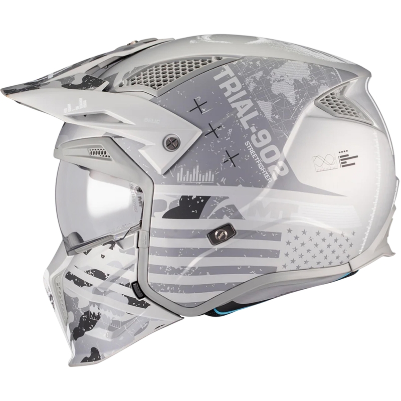 Kask motocyklowy modułowy MT Streetfighter SV S Belic A2 matowy biało-szary