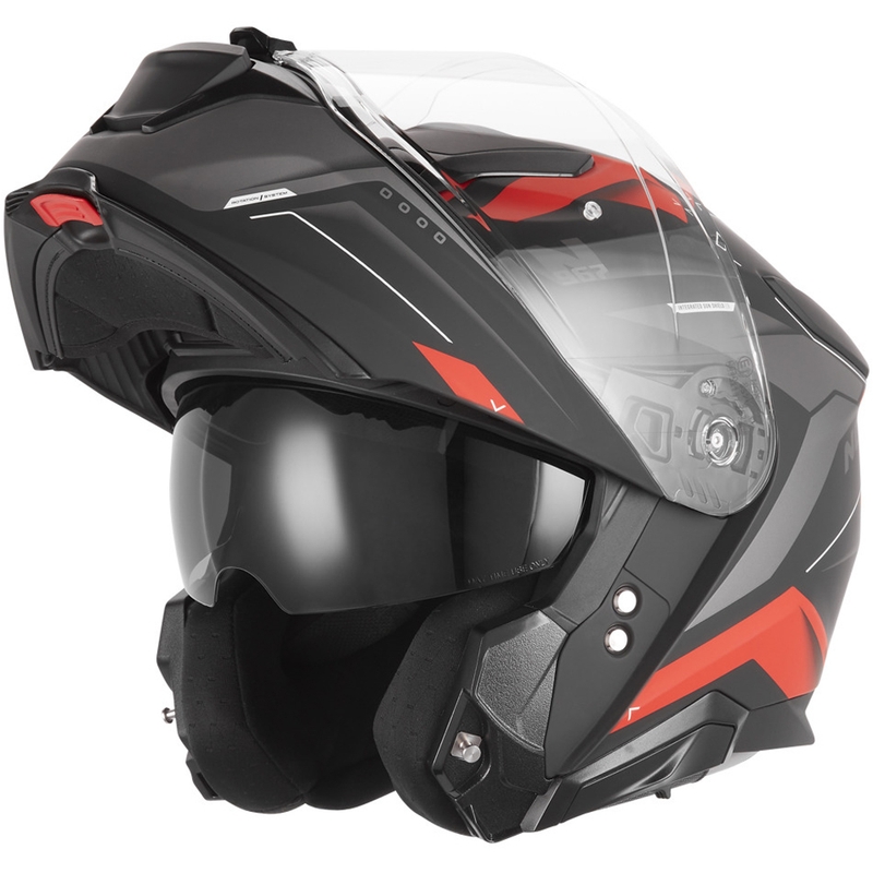 Kask motocyklowy z klapką NOX N967 Conquer matowy czarno-czerwony