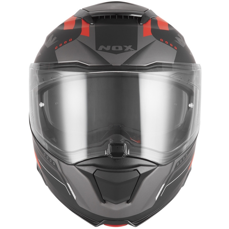 Kask motocyklowy z klapką NOX N967 Conquer matowy czarno-czerwony
