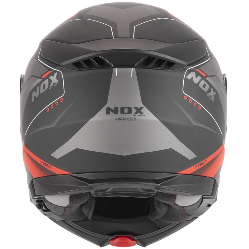 Kask motocyklowy z klapką NOX N967 Conquer matowy czarno-czerwony
