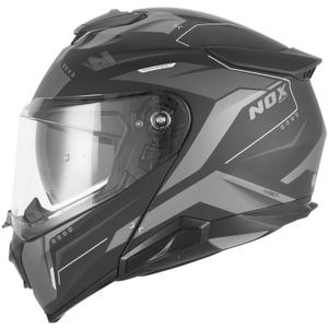 Kask motocyklowy z klapką NOX N967 Conquer matowy czarno-srebrny