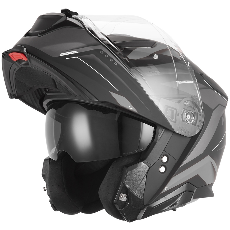 Kask motocyklowy z klapką NOX N967 Conquer matowy czarno-srebrny