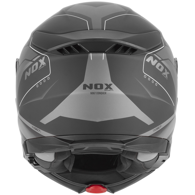 Kask motocyklowy z klapką NOX N967 Conquer matowy czarno-srebrny