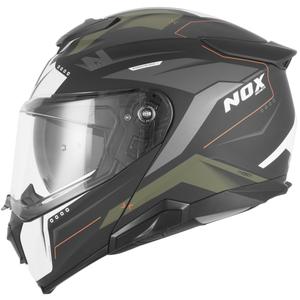 Kask motocyklowy z klapką NOX N967 Conquer matowy czarno-khaki-pomarańczowy