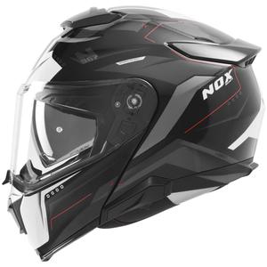 Kask motocyklowy z klapką NOX N967 Conquer matowy czarno-biało-czerwony