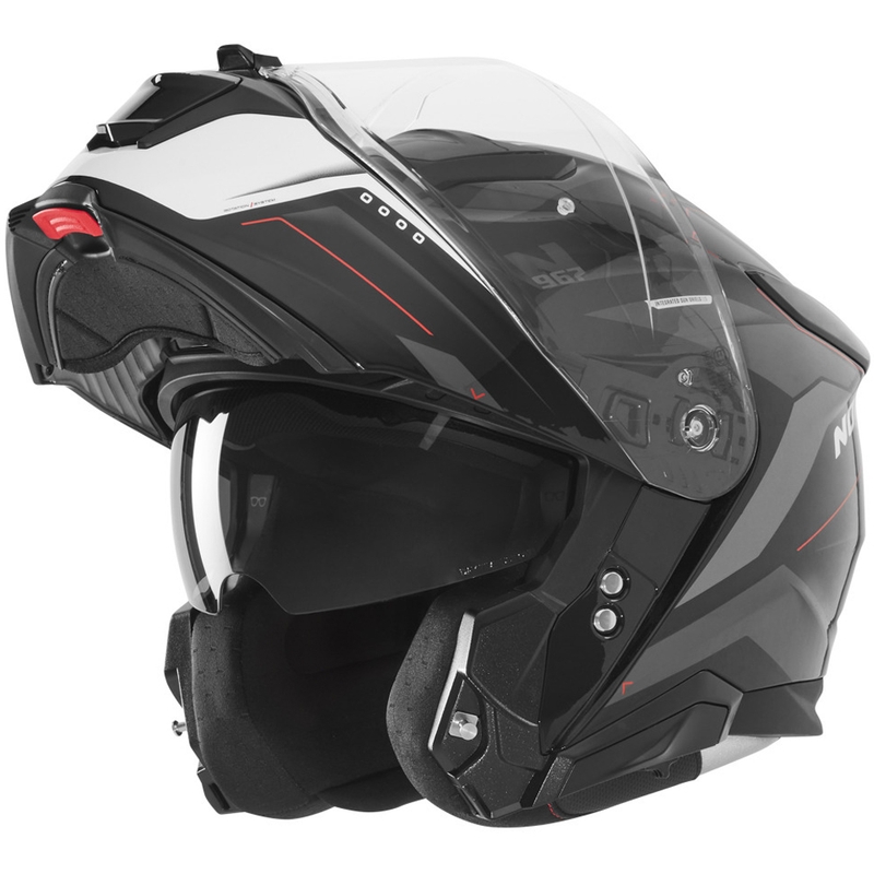 Kask motocyklowy z klapką NOX N967 Conquer matowy czarno-biało-czerwony