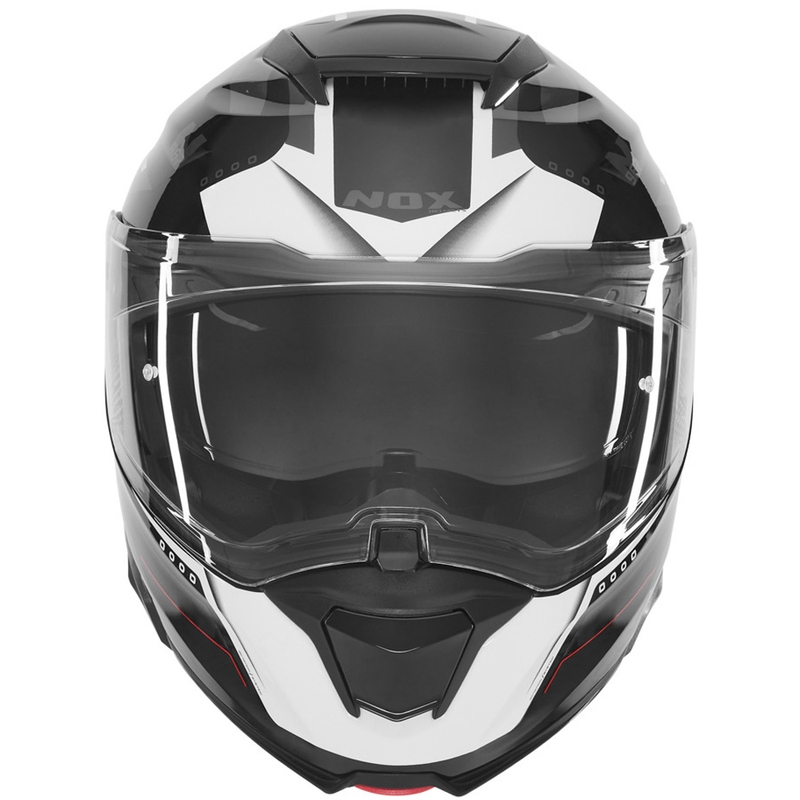 Kask motocyklowy z klapką NOX N967 Conquer matowy czarno-biało-czerwony