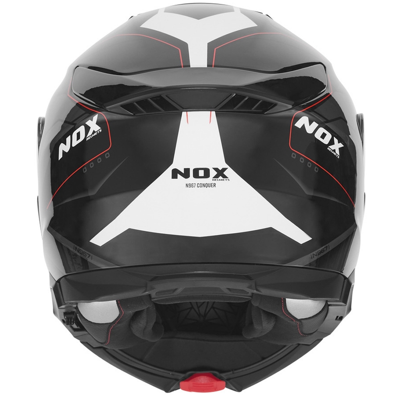 Kask motocyklowy z klapką NOX N967 Conquer matowy czarno-biało-czerwony