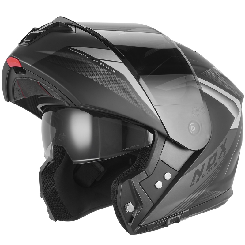 Kask motocyklowy z klapką NOX N968 Shift matowy czarno-srebrny