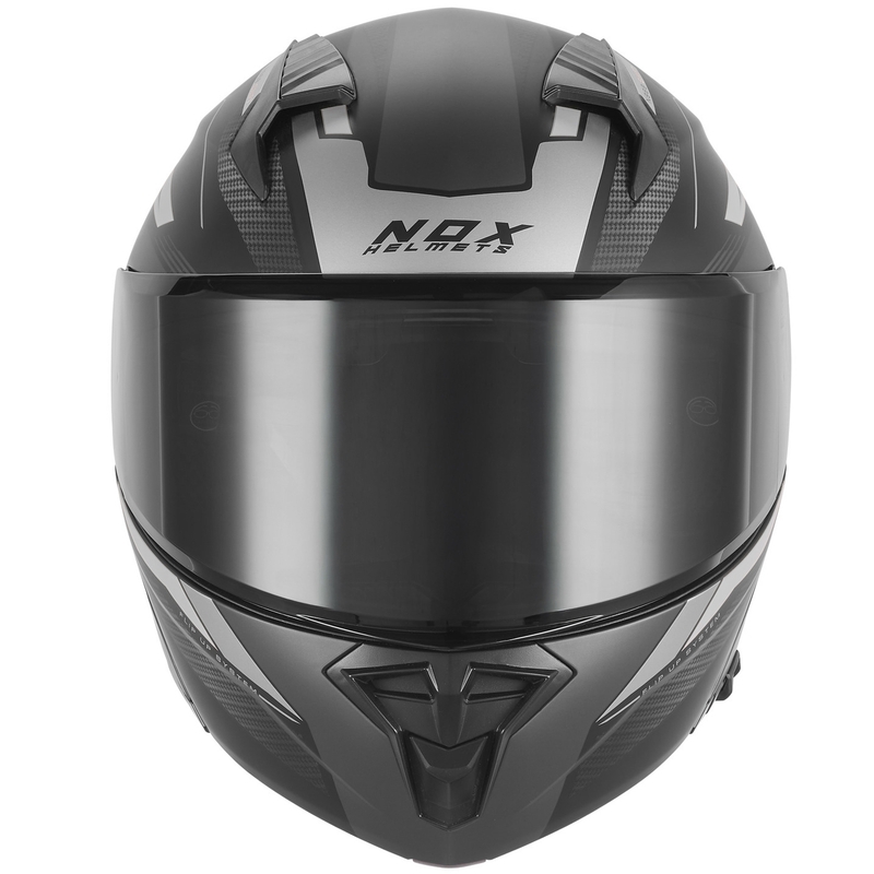 Kask motocyklowy z klapką NOX N968 Shift matowy czarno-srebrny