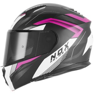 Kask motocyklowy z klapką NOX N968 Shift matowy czarno-biało-różowy