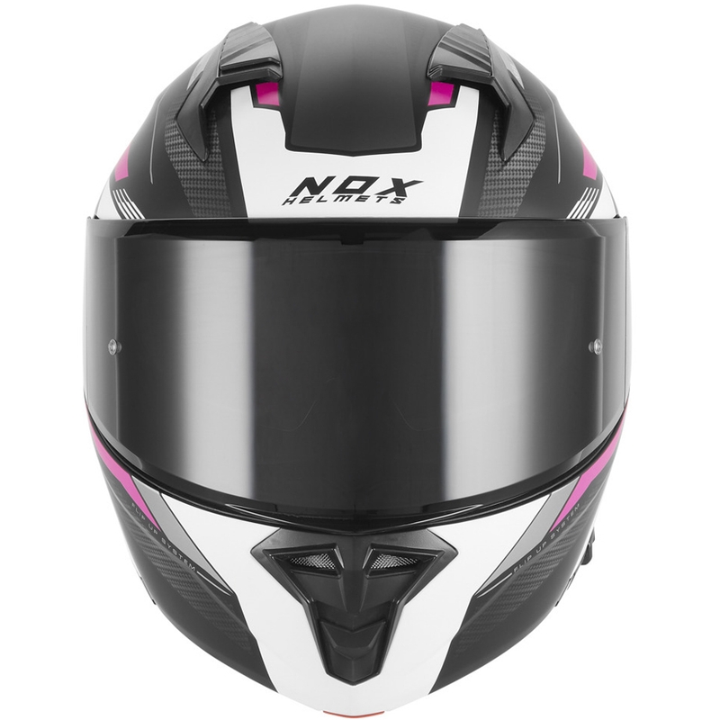Kask motocyklowy z klapką NOX N968 Shift matowy czarno-biało-różowy