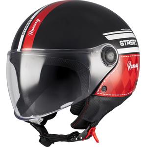 Kask motocyklowy otwarty MT Street S Runway B5 czarno-czerwony