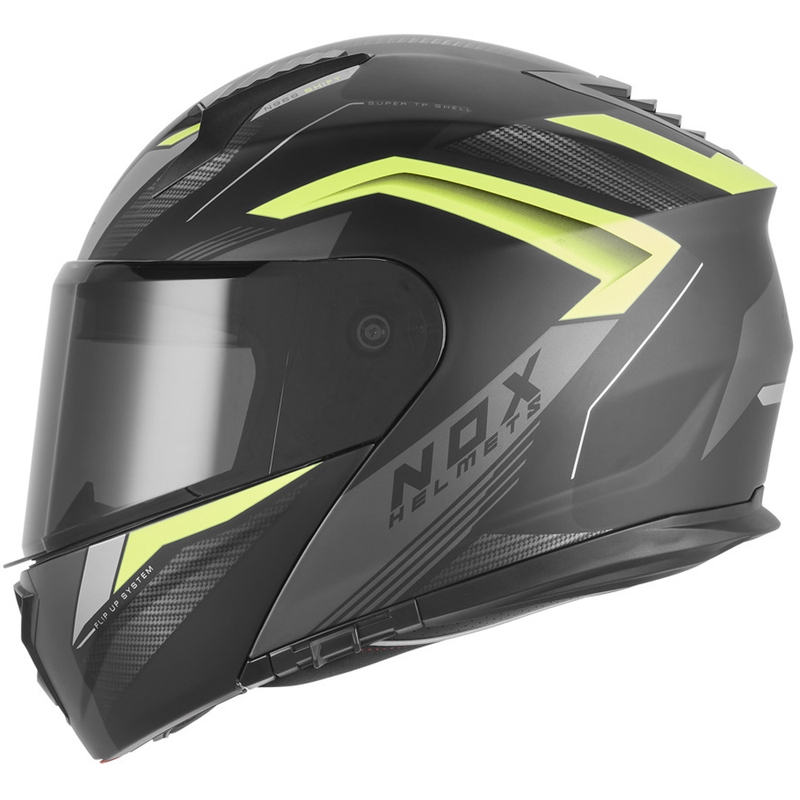 Kask motocyklowy z klapką NOX N968 Shift matowy czarno-fluo żółty