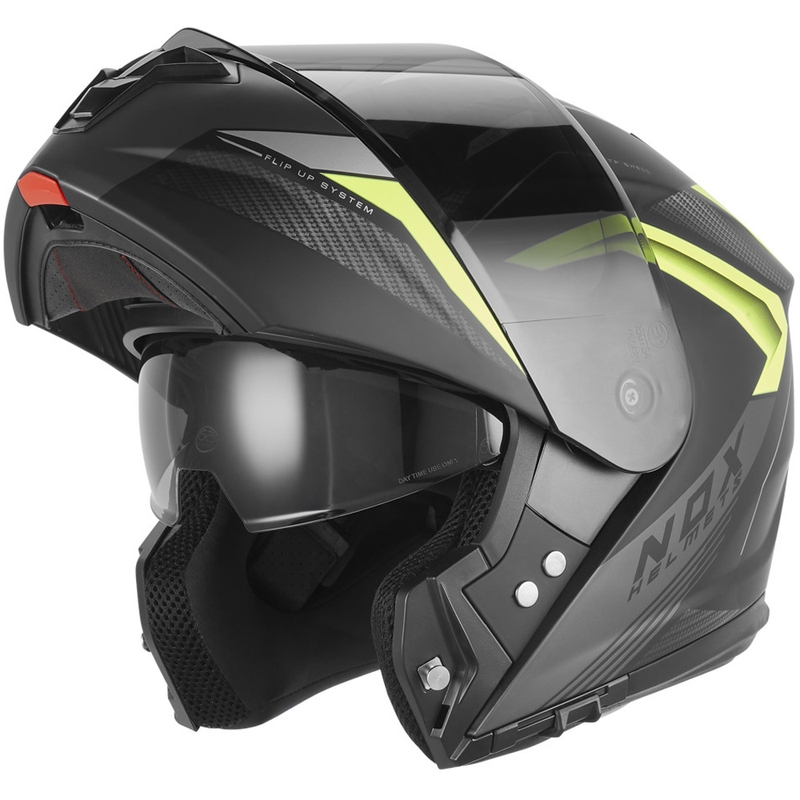 Kask motocyklowy z klapką NOX N968 Shift matowy czarno-fluo żółty