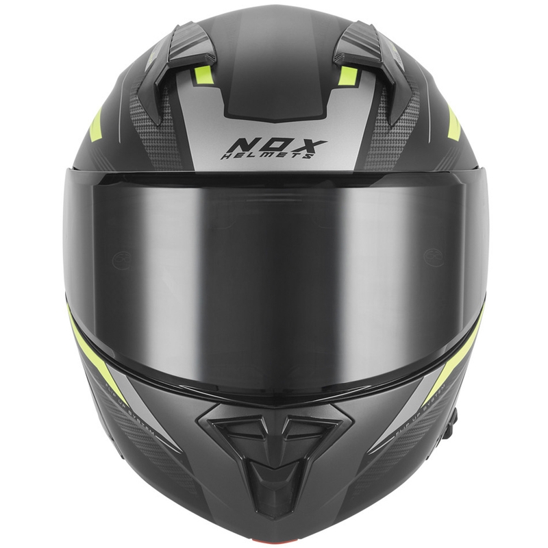 Kask motocyklowy z klapką NOX N968 Shift matowy czarno-fluo żółty