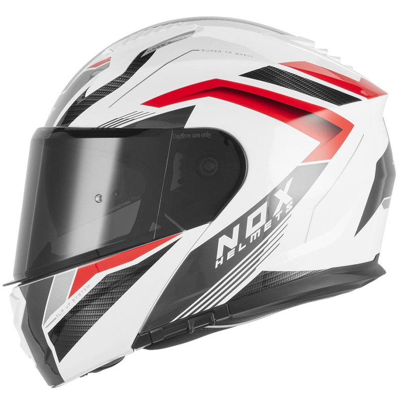 Kask motocyklowy z klapką NOX N968 Shift biało-czerwony
