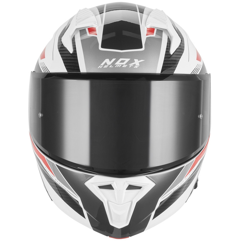 Kask motocyklowy z klapką NOX N968 Shift biało-czerwony