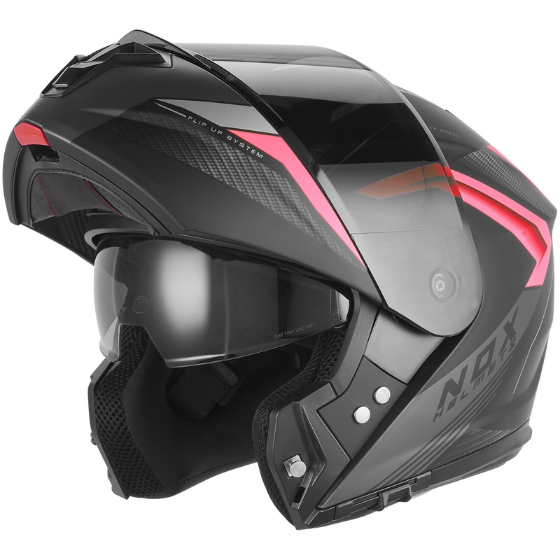 Kask motocyklowy z klapką NOX N968 Shift matowy czarno-czerwony