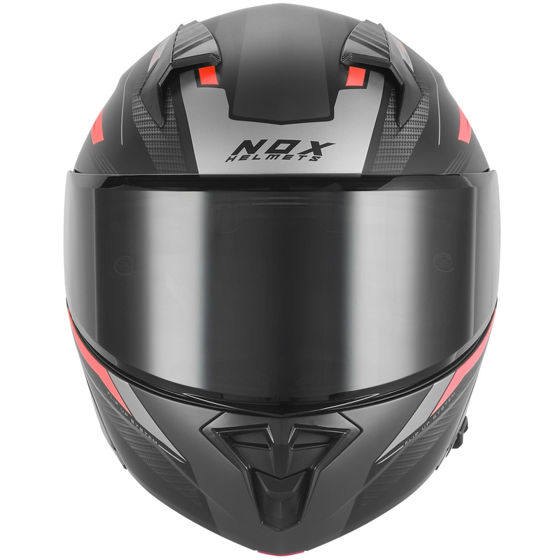 Kask motocyklowy z klapką NOX N968 Shift matowy czarno-czerwony