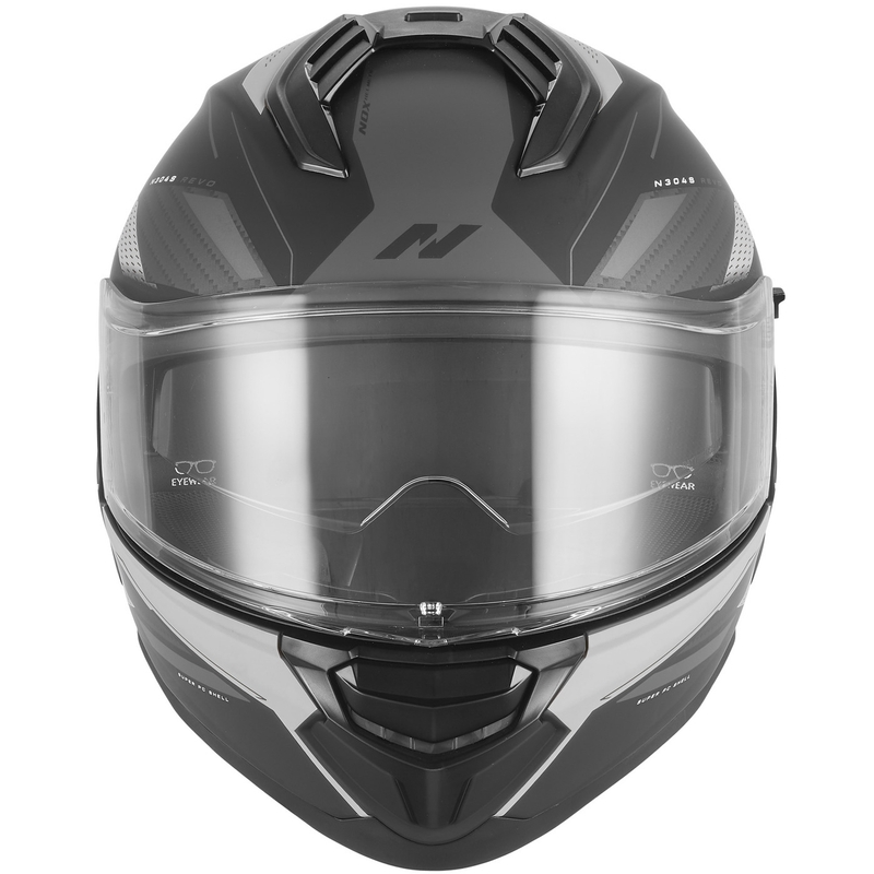 Kask motocyklowy integralny NOX N304-S REVO matowy czarno-srebrny