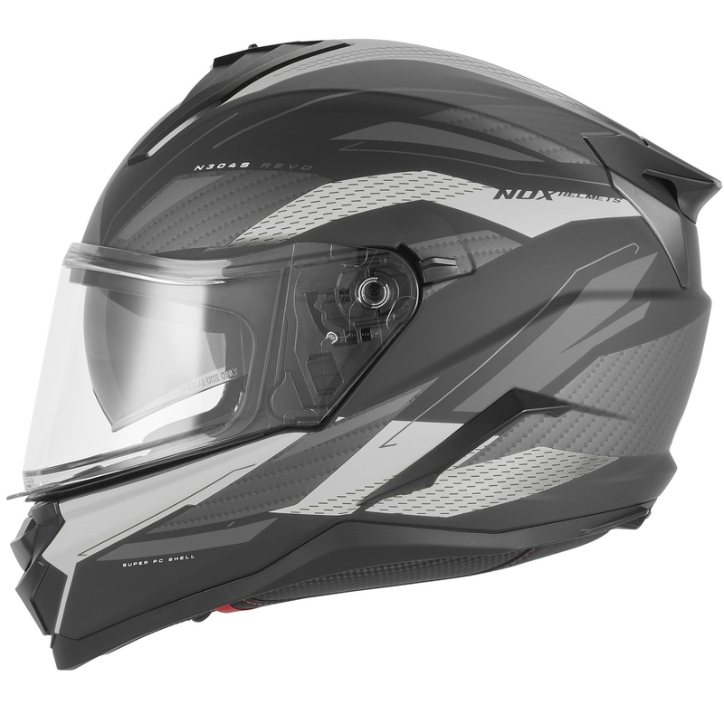 Kask motocyklowy integralny NOX N304-S REVO matowy czarno-srebrny