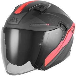 Kask motocyklowy otwarty NOX N130 EKTO matowy czarno-czerwony