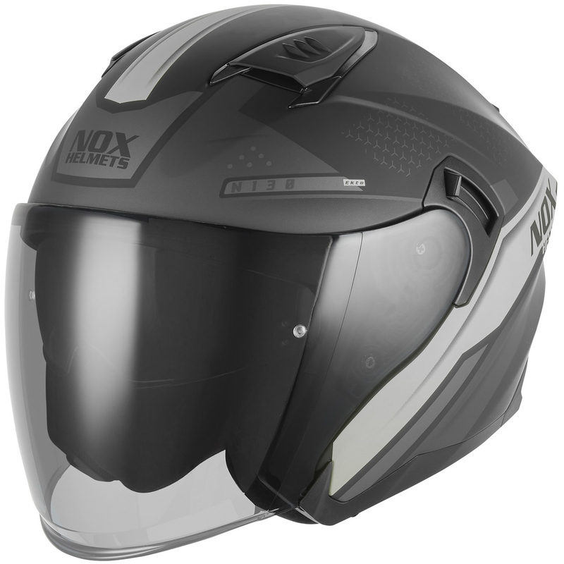 Kask motocyklowy otwarty NOX N130 EKTO matowy czarno-srebrny