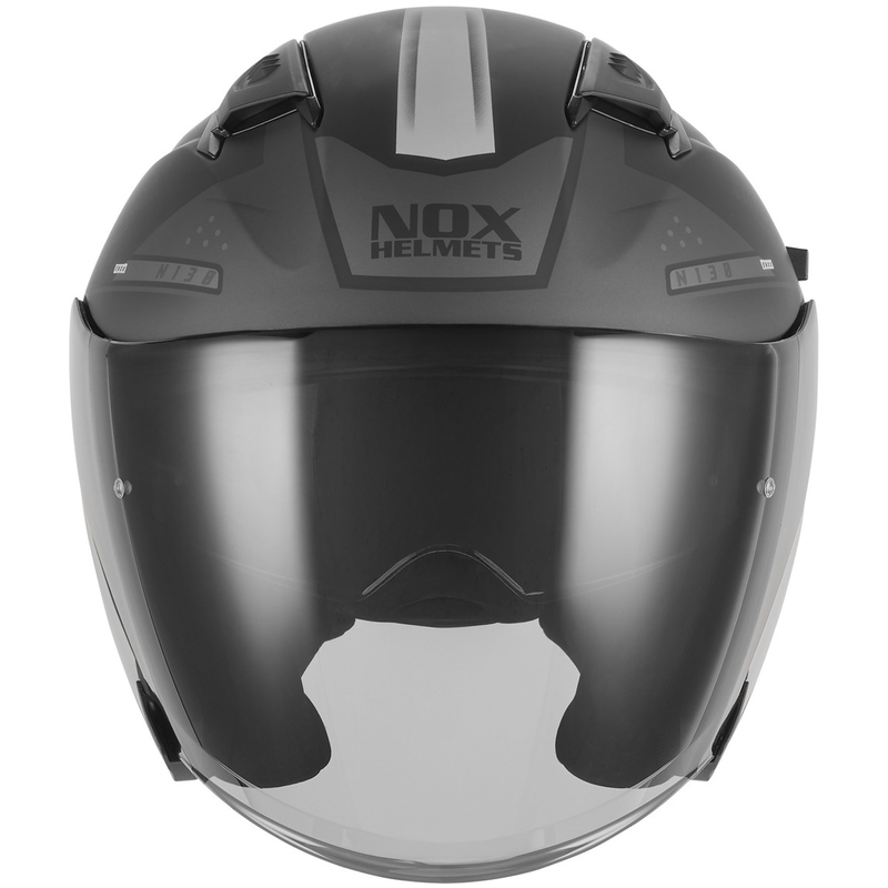 Kask motocyklowy otwarty NOX N130 EKTO matowy czarno-srebrny