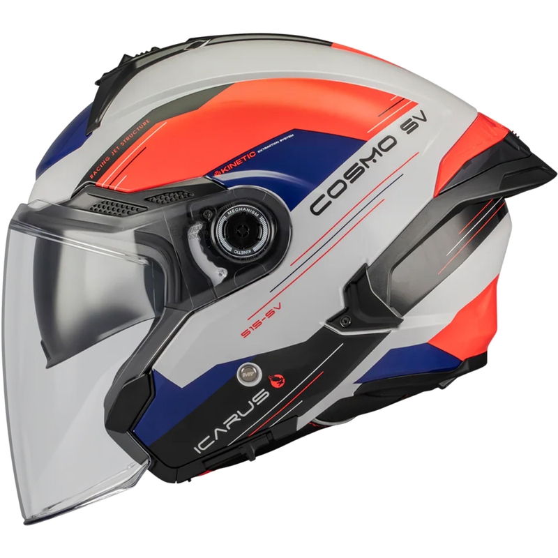 Kask motocyklowy otwarty MT Cosmo SV Icarus A5 niebiesko-biało-czerwony