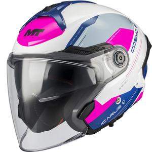Kask motocyklowy otwarty MT Cosmo SV Icarus A8 biało-niebiesko-różowy