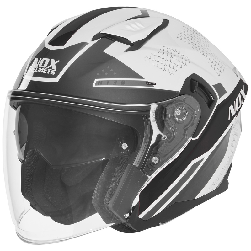 Kask motocyklowy otwarty NOX N130 EKTO biało-czarny