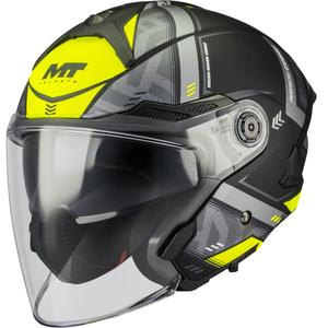 Kask motocyklowy otwarty MT Cosmo SV Arrow B3 matowy czarno-szary-fluo żółty