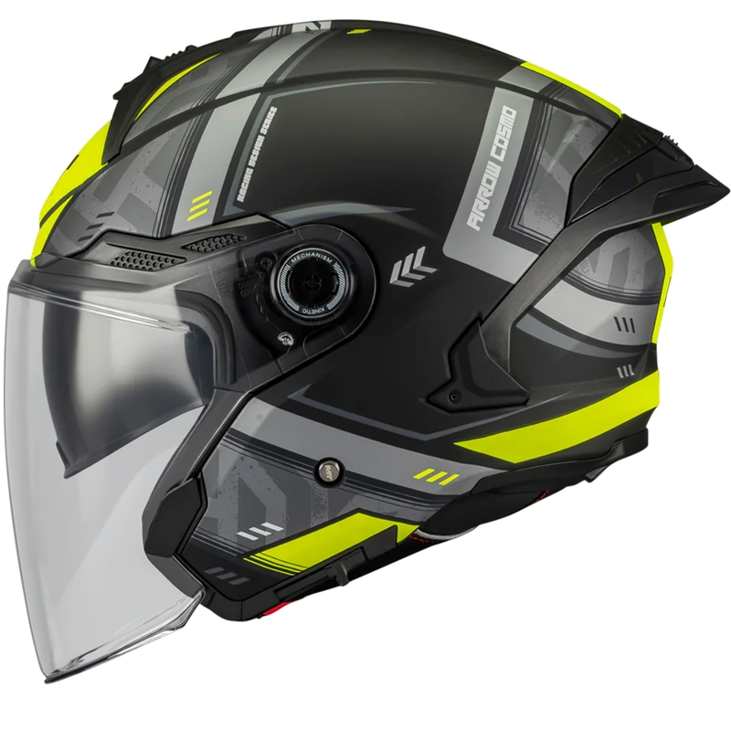 Kask motocyklowy otwarty MT Cosmo SV Arrow B3 matowy czarno-szary-fluo żółty