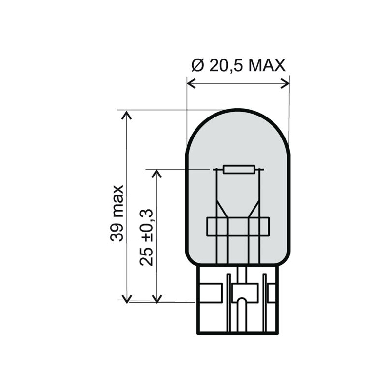 Bulb RMS 12V 21W T20 white