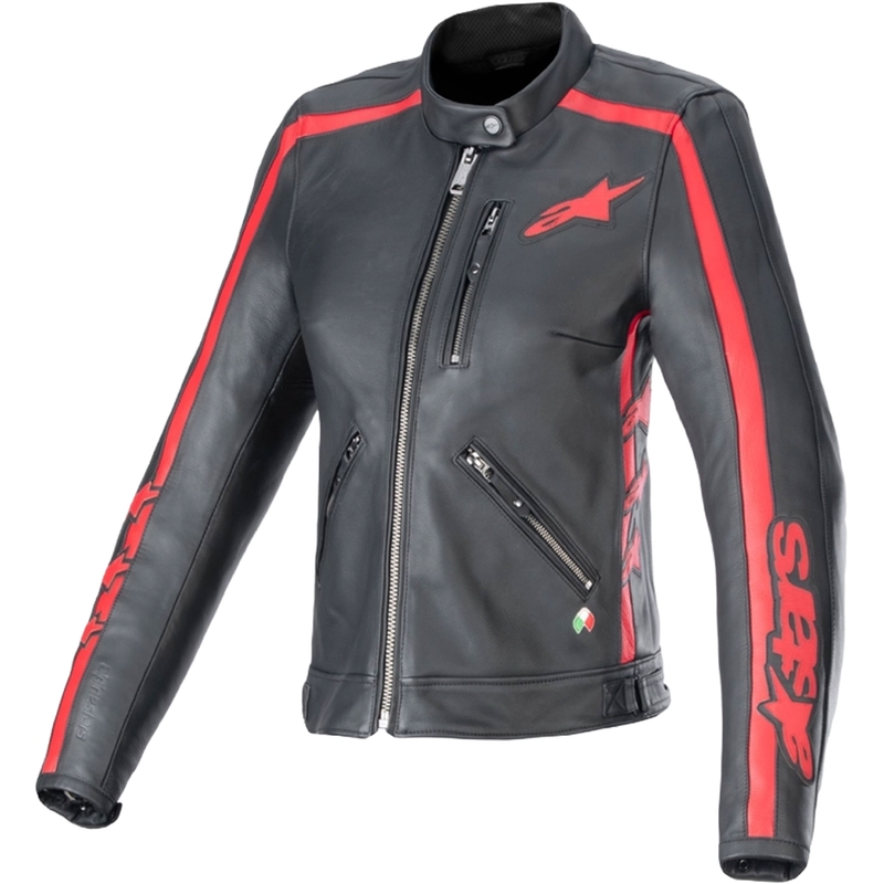 Damska skórzana kurtka motocyklowa Alpinestars Stella Dyno czarno-czerwona
