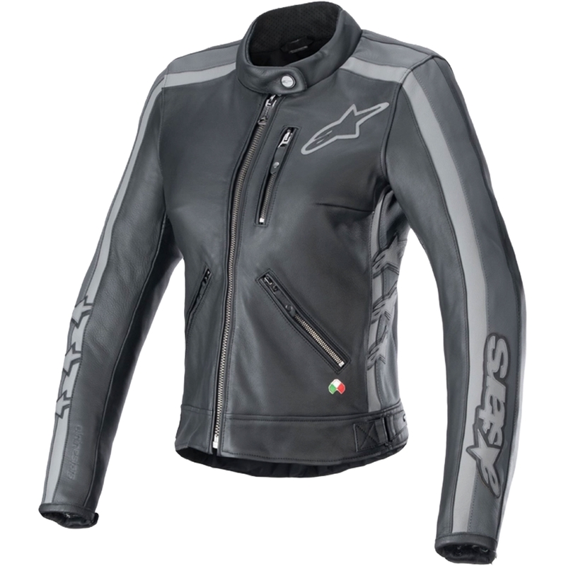 Damska skórzana kurtka motocyklowa Alpinestars Stella Dyno w kolorze czarno-szarym