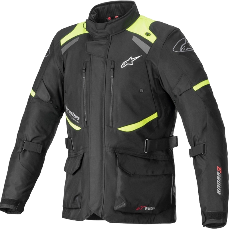 Kurtka motocyklowa Alpinestars Andes Drystar w kolorze czarno-fluo żółtym